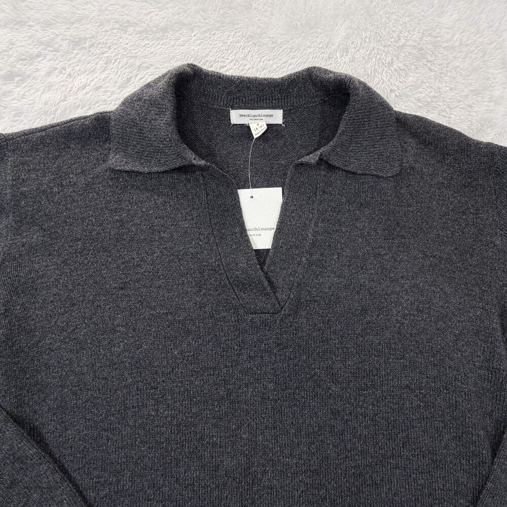 Beach Lunch Lounge Gray Collared V-neck Sweater Dress Size S 4-6 NWT BLL - Picture 3 of 12